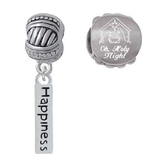 Happiness Rectangle Come Let us Adore Him Charm Beads (Set of 2)