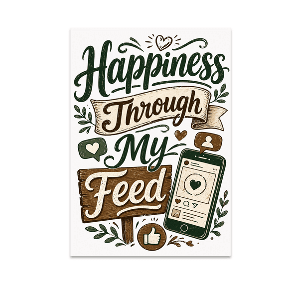 Happiness Through My Feed Wall Art - Online Influence Enthusiast - 13x19 Poster Print