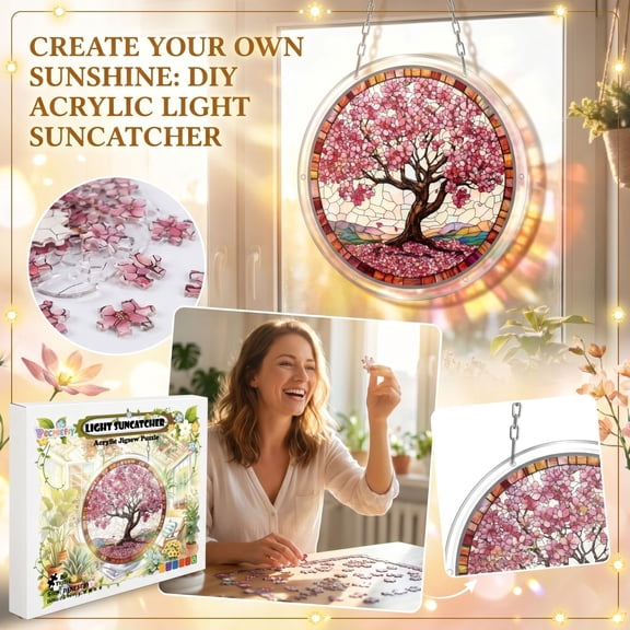 Happiness Tree Light Catcher Window Decor, Diy Handmade Acrylic Puzzle, Single-Piece Wall Hanging Craft For Home Decor Gifting