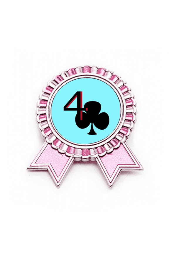 Happiness Uranus Club 4 Poker Badge Brooch Pin Pink Winner Award Medal
