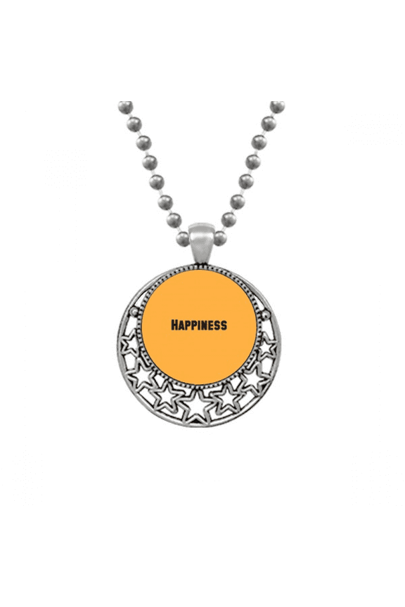 Happiness Word Inspirational Quote Sayings Necklaces Pendant Retro Moon Stars Jewelry
