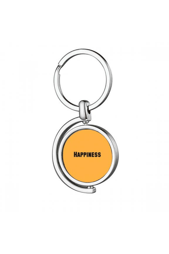 Happiness Word Inspirational Quote Sayings Rotating Keychain Metal Keyring Holder