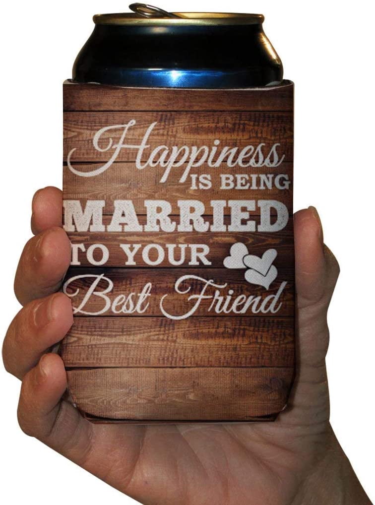 Happiness is Being Married to Your Best Friend Wedding Can Sleeve Coolers, Beverage Coolers, Set of 25