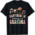 thumbnail image 1 of t-shirt Happiness is Being a Grandma Floral Grandma Mother's Day T-Shirt mens，black，women，funny，journey，Crew Neck, Short Sleeve,printing, 1 of 4