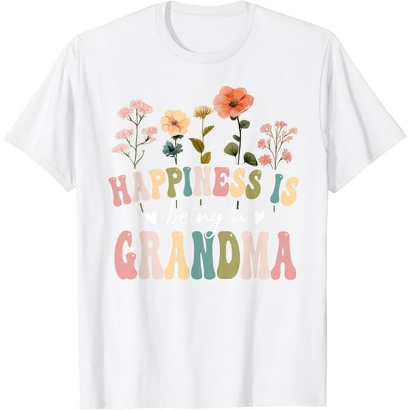 Happiness is Being a Grandma Floral Grandma Mother's Day T-Shirt