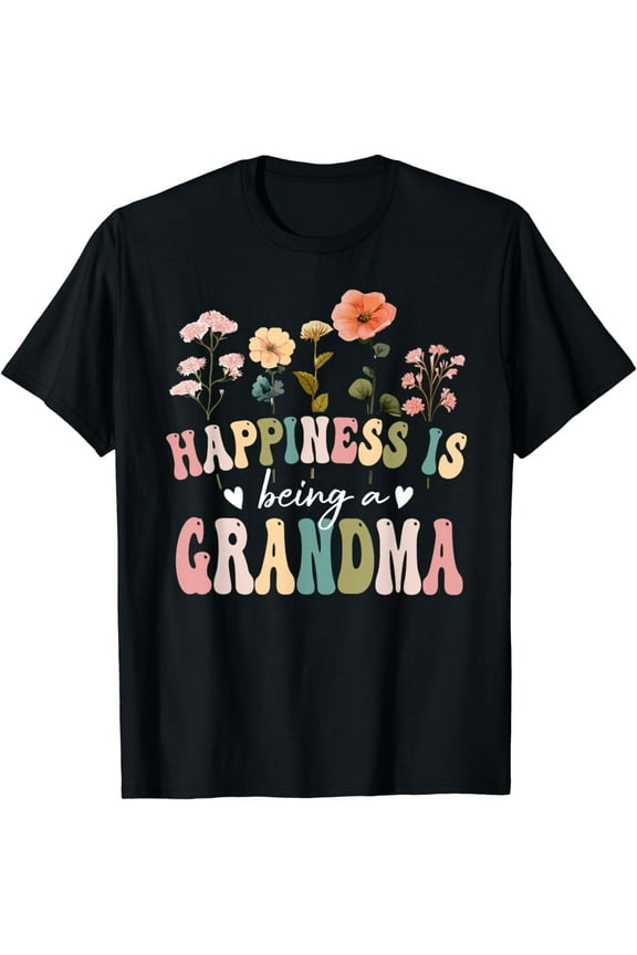Happiness is Being a Grandma Floral Grandma Mother's Day T-Shirt