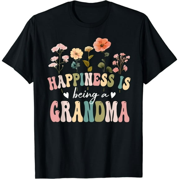 Happiness is Being a Grandma Floral Grandma Mother's Day T-Shirt