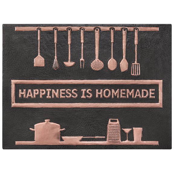 "Happiness is Homemade" Kitchen Backsplash Tile - 18x24 Black