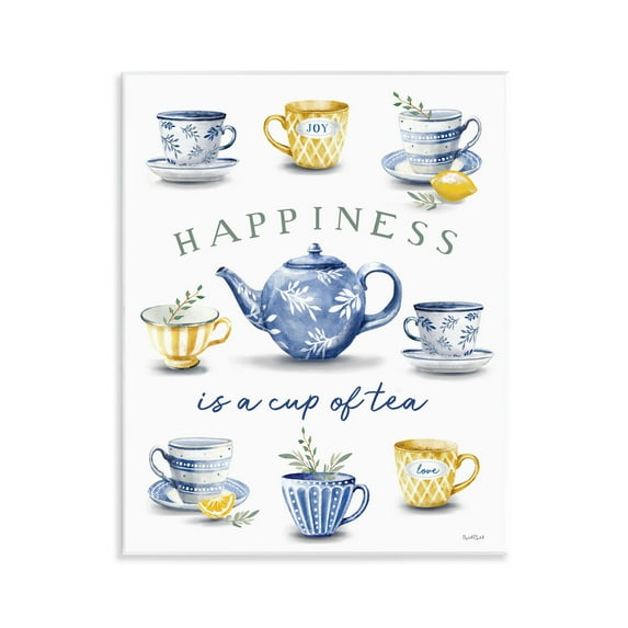 Stupell Industries Happiness is a Cup of Tea Wall Plaque Art, design by Elizabeth Tyndall