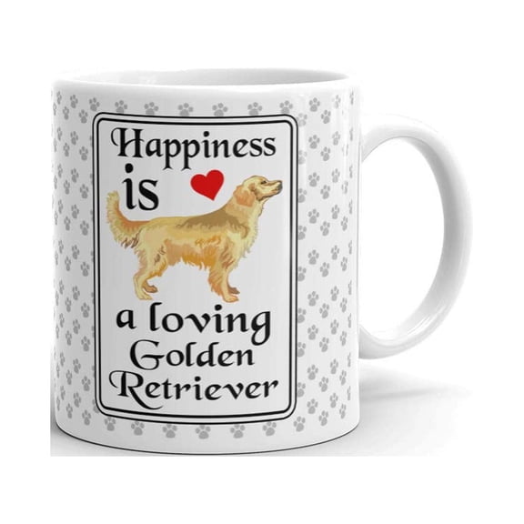 Happiness is a Loving Golden Retriever Coffee Tea Ceramic Mug Office Work Cup Gift 15 oz