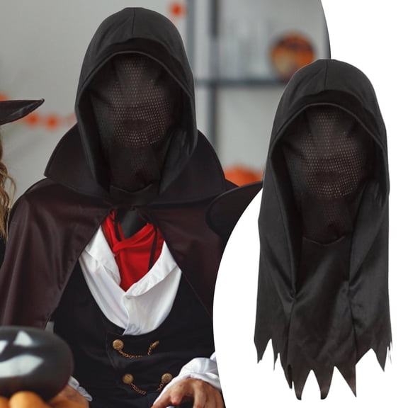 Happini Halloween Full Face Black One Size Horns Clip on Bones Cape Hooded Animal Hooded Cloak Jacket Anime for Men Cloak with Hood Men Destiny 2 Merchandise Bane Women Cloak with Hood Men Warm Cloak