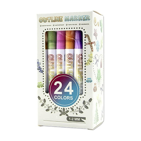 Happini Line Gel Highlighter Pen Outline Marker For Writing Drawing Greeting Cards And DIY Craft Projects（1ml） Acrylic Paints for Canvas Painting Glow in The Dark Dinosaur B Tan Cookie Containers