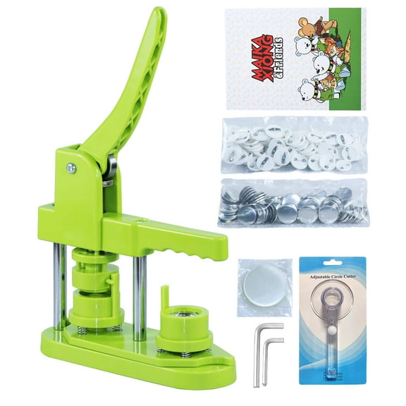 Happizza Button Maker Machine 58mm - (3rd Gen) Installation-Free 58mm(2.25in) DIY Pin Badge Button Maker Press Machine Badge Punch Press with Free 100pcs Button Parts&Pictures&Circle Cutter&Magic Book