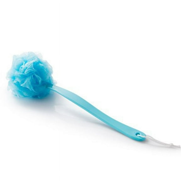 Happon 1 Pack Long Handled Loofah for Shower, 16.9 in Exfoliating Body Brush on a Stick, Back Scrubber Blue