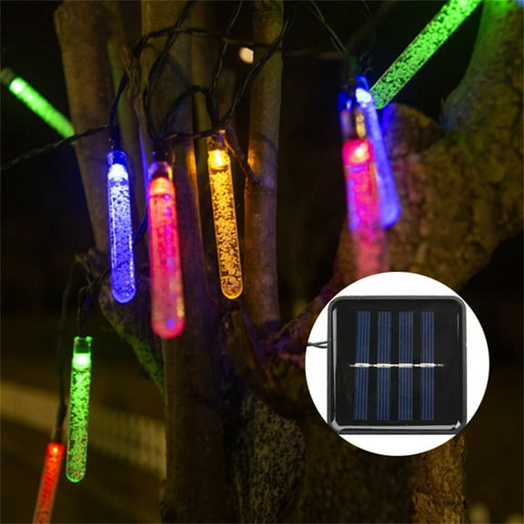 Happon 1 Pack Solar Outdoor String Lights, 16.4FT 20 LED Icicle Shape Christmas Lights Outdoor, Waterproof Solar Christmas Lights for Garden Patio Yard Tree Party Christmas Decor (Colorful)