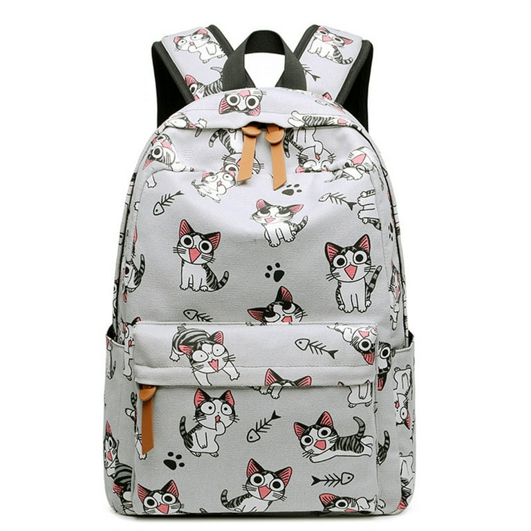 Happon 1 Pc Funny Kitty Pattern Backpack Cats School Bag Preschool