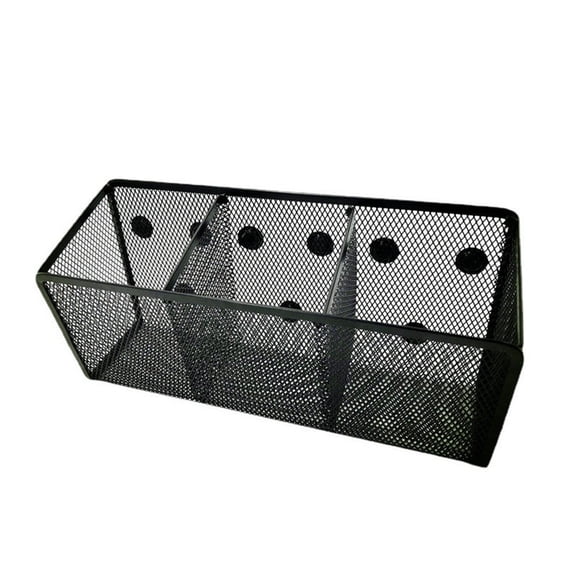 Happon 1 Pc Magnetic Pencil Holder Organizer with 3 Compartments - Perfect for Locker Refrigerator Whiteboard Office Fridge, Strong Magnet Storage Bin Basket Black
