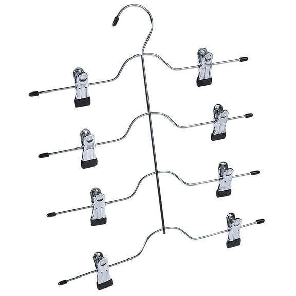 Happon 1 Pc Multi Layer Pants Hangers, 4 Tier Skirt Hanger with Adjustable Clips, Non Slip Space Saving Closet Organizer, Great for Slack, Trouser, Jeans (Black)