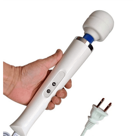 Happon 1 Pc Wired Powerful Handheld Wand Massager with 10 Pulse Settings, Personal Total Body Therapy Massager Wand for Body Pain, Sports Recovery, Muscle Aches (White)
