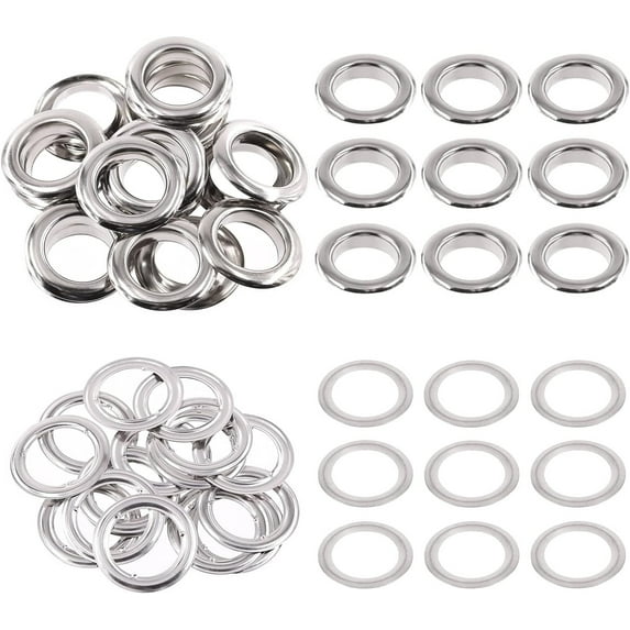 Happon 1 inch 50 Sets Grommets Hole,Metal Grommets Eyelets Grommet Kit, Metal Eyelets Kits Grommets Eyelets for Repairing Canvas, Leather, Curtains