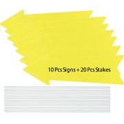 Happon 10 Pack Plastic This Way Yard Sign,Blank Arrow Signs,Birthday Party Signs,Wedding Directional Signs,Arrow Yard Signs with Stakes for Birthday PartyYellow