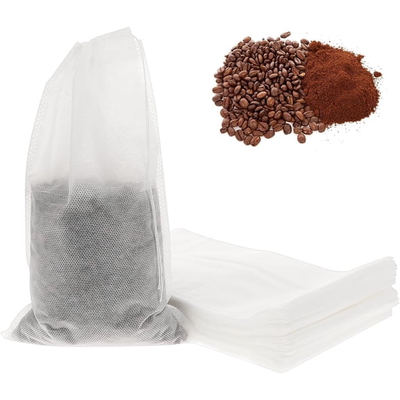 Happon 100 Pcs Cold Brew Bags,7.87*11.8in No Mess Cold Brew Filter Bags Disposable Fine Mesh Brewing Drawstring Pouches for Iced Coffee, Hot Tea,Herb Spice