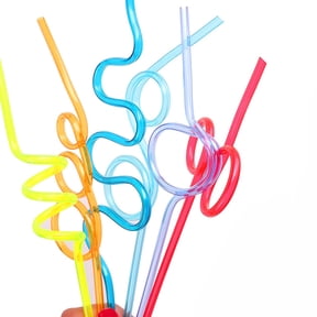 Happon 100 Pcs Crazy Loop Straws Reusable Drinking Straws Plastic Funny Straws Twist Silly Straws Assorted Color - Birthday Party Favor Supplies