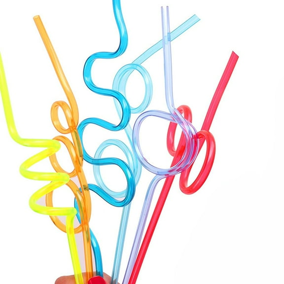 Happon 100 Pcs Crazy Loop Straws Reusable Drinking Straws Plastic Funny Straws Twist Silly Straws Assorted Color - Birthday Party Favor Supplies