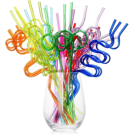 Happon 100 Pcs Crazy Straws, Colorful Funny Straws for Kids Reusable Silly Straws for Child, Great for Parties and Birthday Party