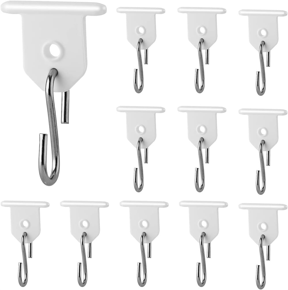 Happon 12 Pairs RV Awning Light Holder, S-Shaped Camper Awning Hooks Plastic and Metal RV Party Light Hangers Canopy Light Hooks for Outdoor Camping Tent Home Party Light Hangers (White)
