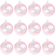 Happon 12 Pcs Christmas Iridescent Ornaments Ball, Christmas Clear Ball Ornaments Rainbow Ball,Hanging Baubles Ornaments for Christmas Tree DIY Wedding Party Decorations 30 mm