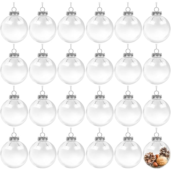 Happon 12Pcs Clear Plastic Ornaments Balls,Clear Ornaments Balls for Crafts Fillable,Plastic Fillable Balls Ornaments for Christmas Party,Clear Plastic Ornaments for Christmas Tree Decor