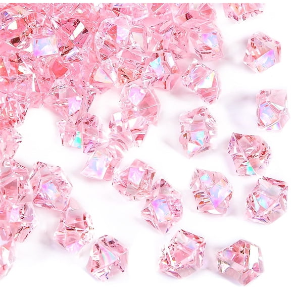 Happon 150 Pieces Fake Ice Rocks Acrylic Stones Crystals Plastic Cubes Gems Vase Rocks Centerpiece Vase Filler Gems for Weddings Party Decoration Display Table Scatter