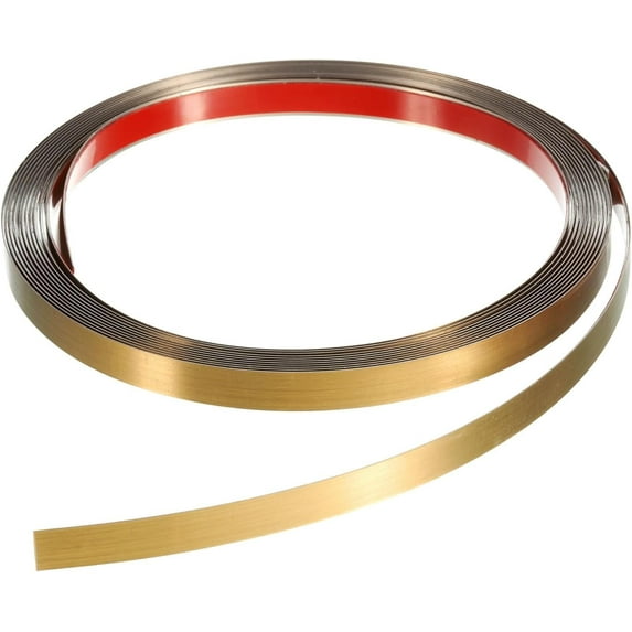 Happon 16.4FT Gold Wall Trim Molding,Stainless Steel Mirror Trim Tape Self Adhesive Metal Molding Mirror Strip Metalized Mirror-like Finish for Wall Mirror Frame Border Edge Trim