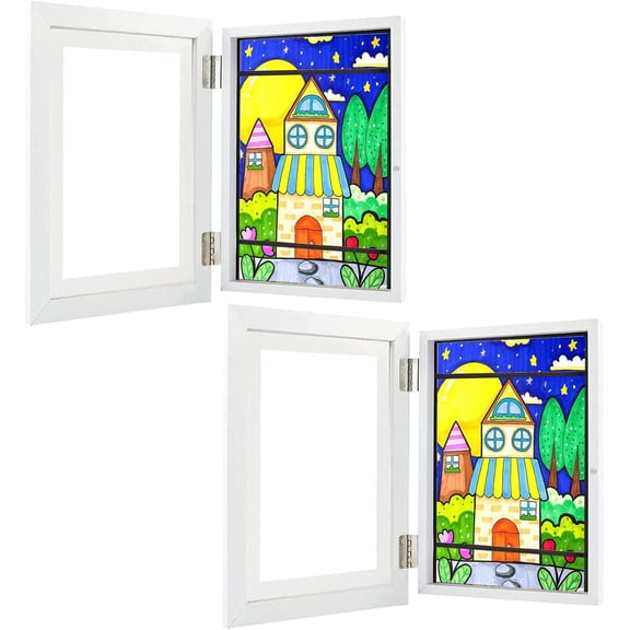 Happon 2 Pack Kids Art Frame - Kids Art Frames Front Opening - Open Display Picture Frames for Kids Artwork - Smart Stacker Art Project Frame for Art Work - Child Children Artwork Frame With Storage