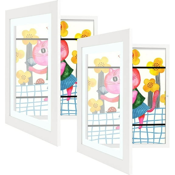 Happon 2 Pack Kids Art Frames, Front Opening Kids Art Display Frames , kids Art Frames Front Opening, A4 Art-Work, Storage Frames, Crafts, Drawing for Kids Drawing Crafting
