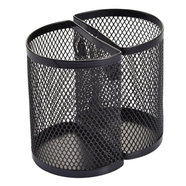 Happon 2 Pcs Pencil Holder, Semicircle Mesh Storage Baskets with , Mesh Pen Holder for Refrigerator, Whiteboard, Locker Accessories, Office Supplies Organizers (Black)
