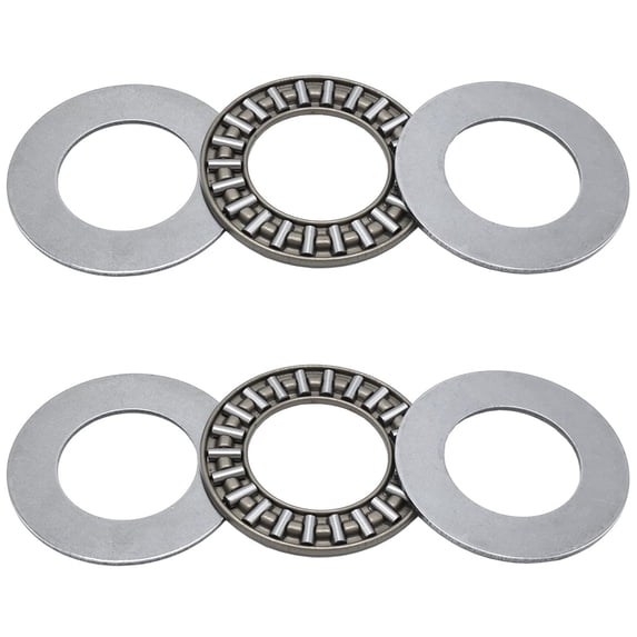 Happon 2 Sets AXK2035 Needle Roller Bearings, Thrust Bearing with 4 Washers, 20mm ID, 35mm OD,Small Bearings for Lawn Mower Truck Power Steering