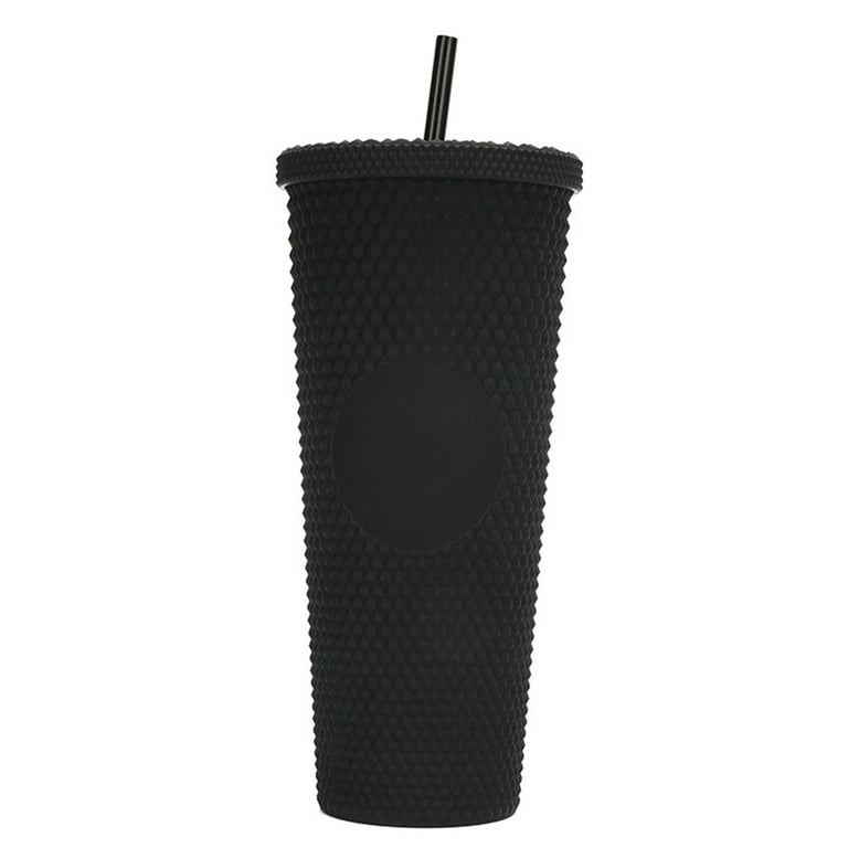 Happon 24 Oz Matte Studded Plastic Tumbler with Leak Proof Lid and Reusable  Straw Water Cup Travel Mug Coffee Ice Water Bottle Double Walled Insulated  Cups BPA Free (Black) 