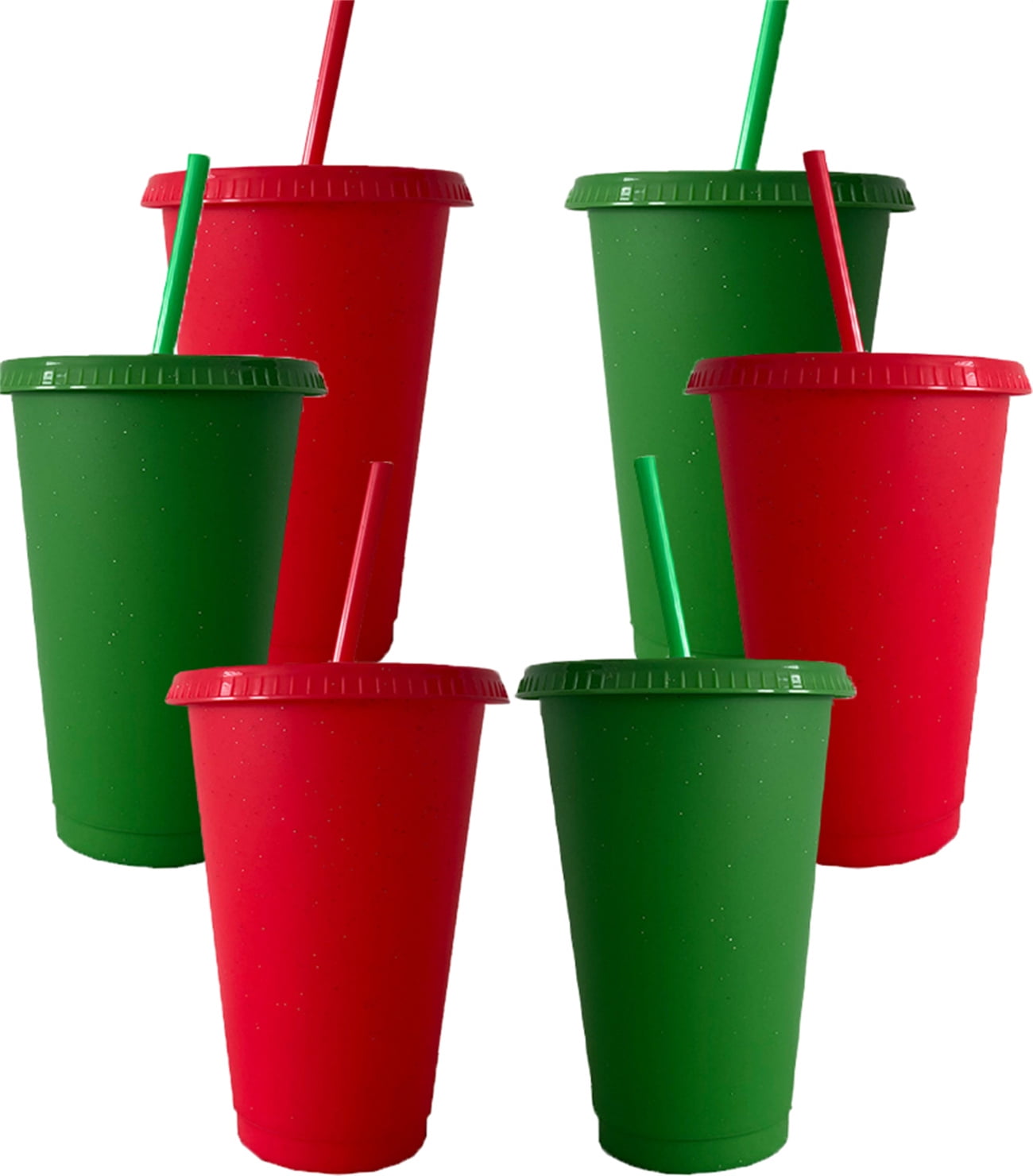 Happon 24oz Reusable Plastic Cups with Straws & Lids,6 Pack Tumbler