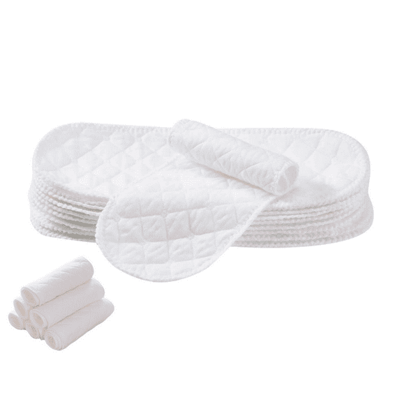 Happon 3-Layers Cotton Diaper, Set of 30 Reusable Solid Casual Infant Baby Cloth Diaper Covers Nappy Liners Insert for Baby (White, 32 x 12cm)