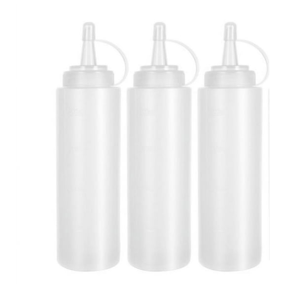 Happon 3 Pack 12 oz Plastic Squeeze Bottles, Condiment Squeeze Squirt Bottles with Twist On Cap Lids for Ketchup, Sauce, BBQ, Condiments, Oil