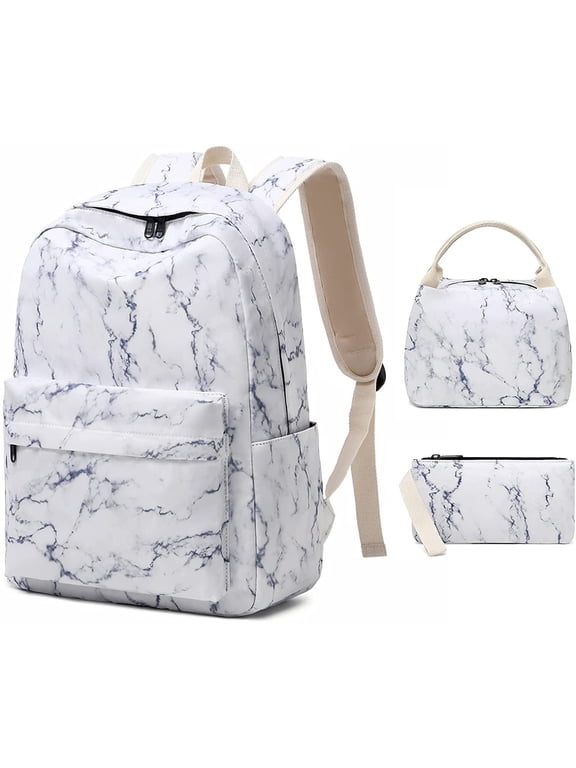 School Backpack for College,Happon 3 in 1 Student Bookbag for Teen Girls,Teen Bookbag Set with Lunch Box and Pencil Bag