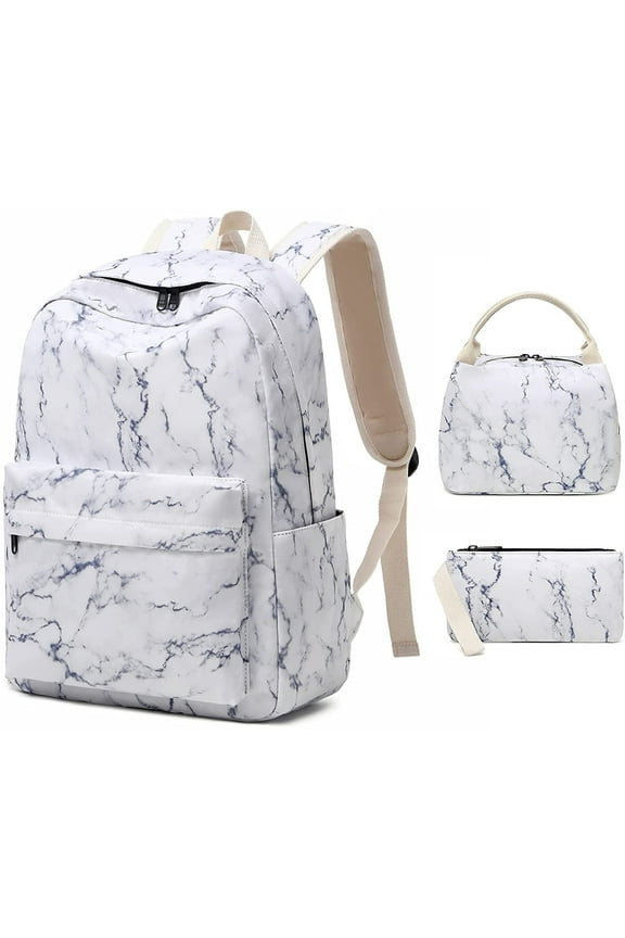 School Backpack for College,Happon 3 in 1 Student Bookbag for Teen Girls,Teen Bookbag Set with Lunch Box and Pencil Bag