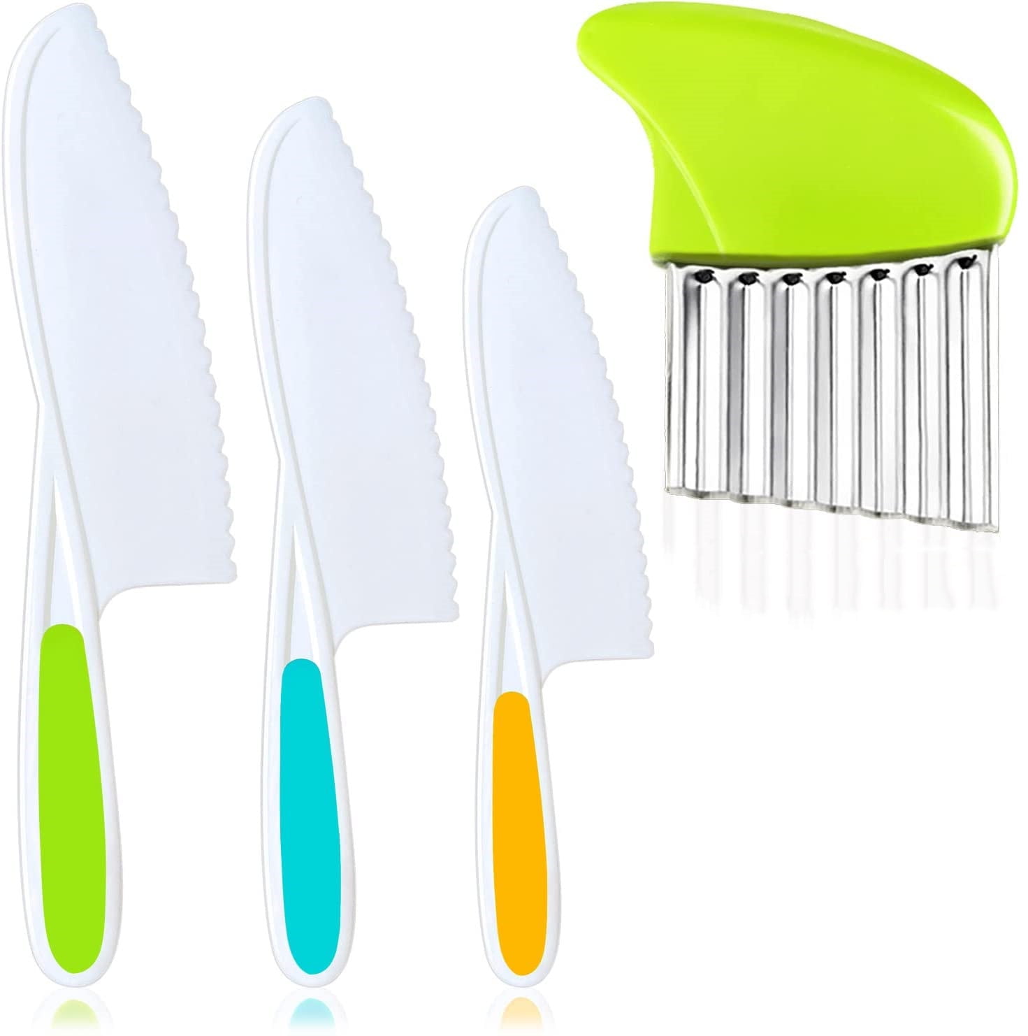 Happon 4 Pcs Kids Knife Set, Kids Safe Cooking Knives, Nylon Kids