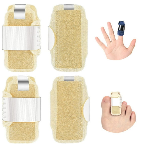 Happon 4 Pcs Toe Splint Toe Brace for Broken Toe,Hammer Toe Straightener Toe Corrector, Curled Toe, Women Men Broken Toe to Align and Support Toe Wraps, Extended Adjustable Strap(Beige)