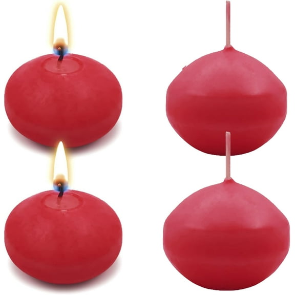 Happon 4 Pieces Tea Wax,Floating Candles, Smokeless Floating Water Candle for Wedding Party Pool SPA Valentine's Day Bathtub Dinner Christmas Party Decoration (Red)