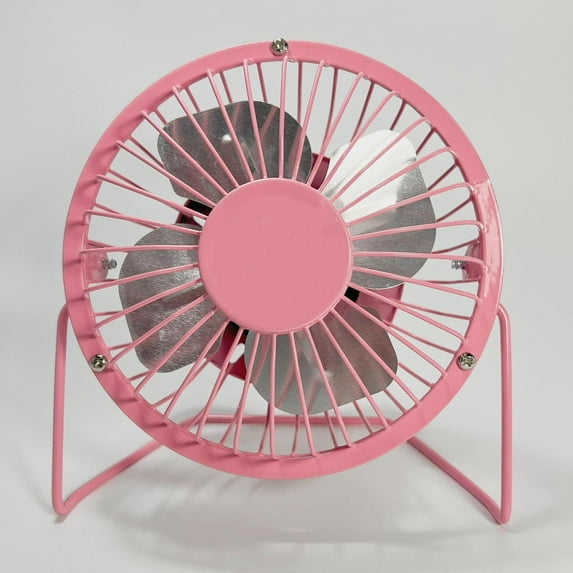 Happon 4'' USB Mini Desk Fan Small Desktop Fan Quiet and Powerful Metal Design USB Powered (Pink)