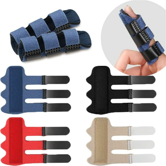 Happon 4Pcs Finger Splints,Finger Straightening Brace for for Broken/Straightening/Arthritis, Upgraded Trigger Finger Splint with 3 Adjustable Fixing Belt for Middle/Ring/Index/Pinky