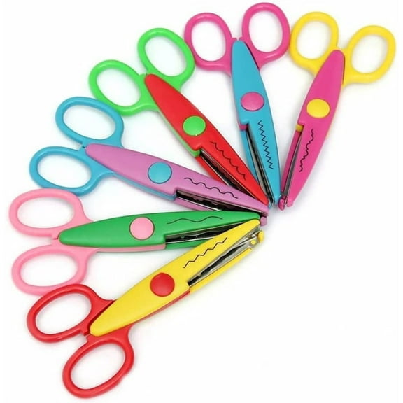 Happon 5" 6 Pcs/Set Paper Craft Scissors Various Cutting Patterns Curved Edges DIY Decorative Scissor for Scrapbook Album Photos ( Random Style )